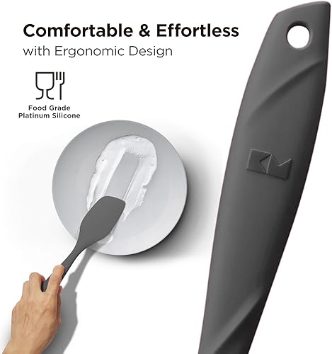 Miniatura 3 de Kitchen Mama WaltzGrip - Espátula de raspado de silicona platinada resistente al calor, sin costuras, antiadherente para utensilios de cocina,