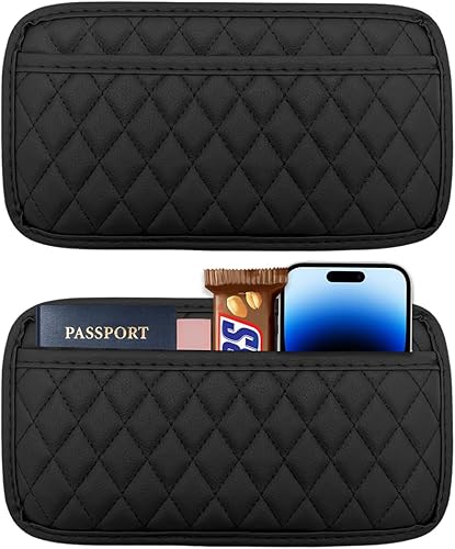 Miniatura 1 de Organizador de 2 bolsillos laterales para automóvil, adhesivo de cuero, bolsillo de almacenamiento trasero para asiento trasero, impermeable,