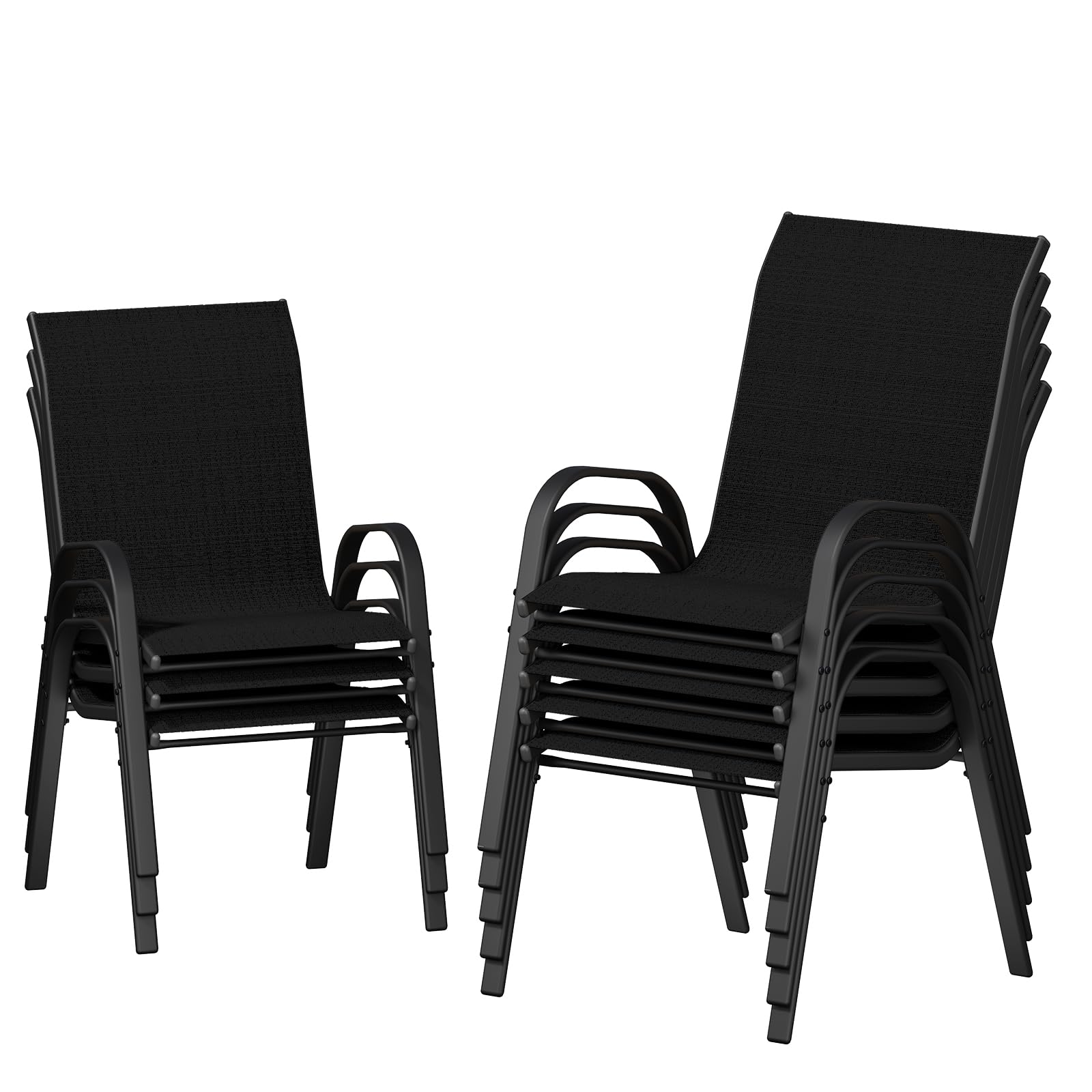 UDPATIO Patio Chairs Set of 8, Stackable Outdoor Dining Chairs with High Back, Breathable Textilene Fabric Outdoor Chair All Weather, 350LBS Capacity for Garden, Backyard (Black)