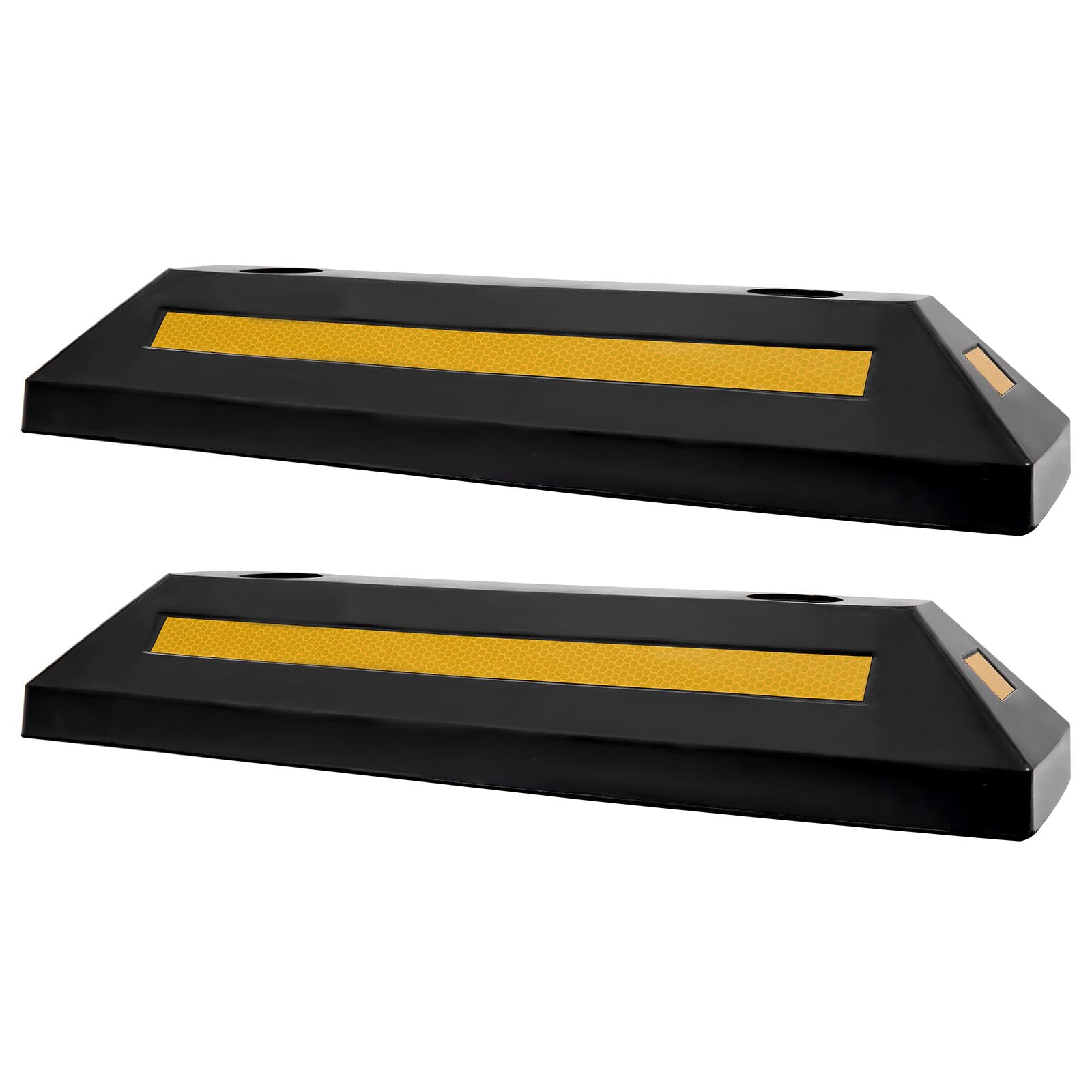 VEVOR Topes de Estacionamiento, Topes de Rueda, 2 Unidades, 548 x 158 x 94 mm, con Bandas Reflectantes, Barrera de Estacionamiento de Goma para Coches, Furgonetas y Camiones, Guía de Rueda, Negro