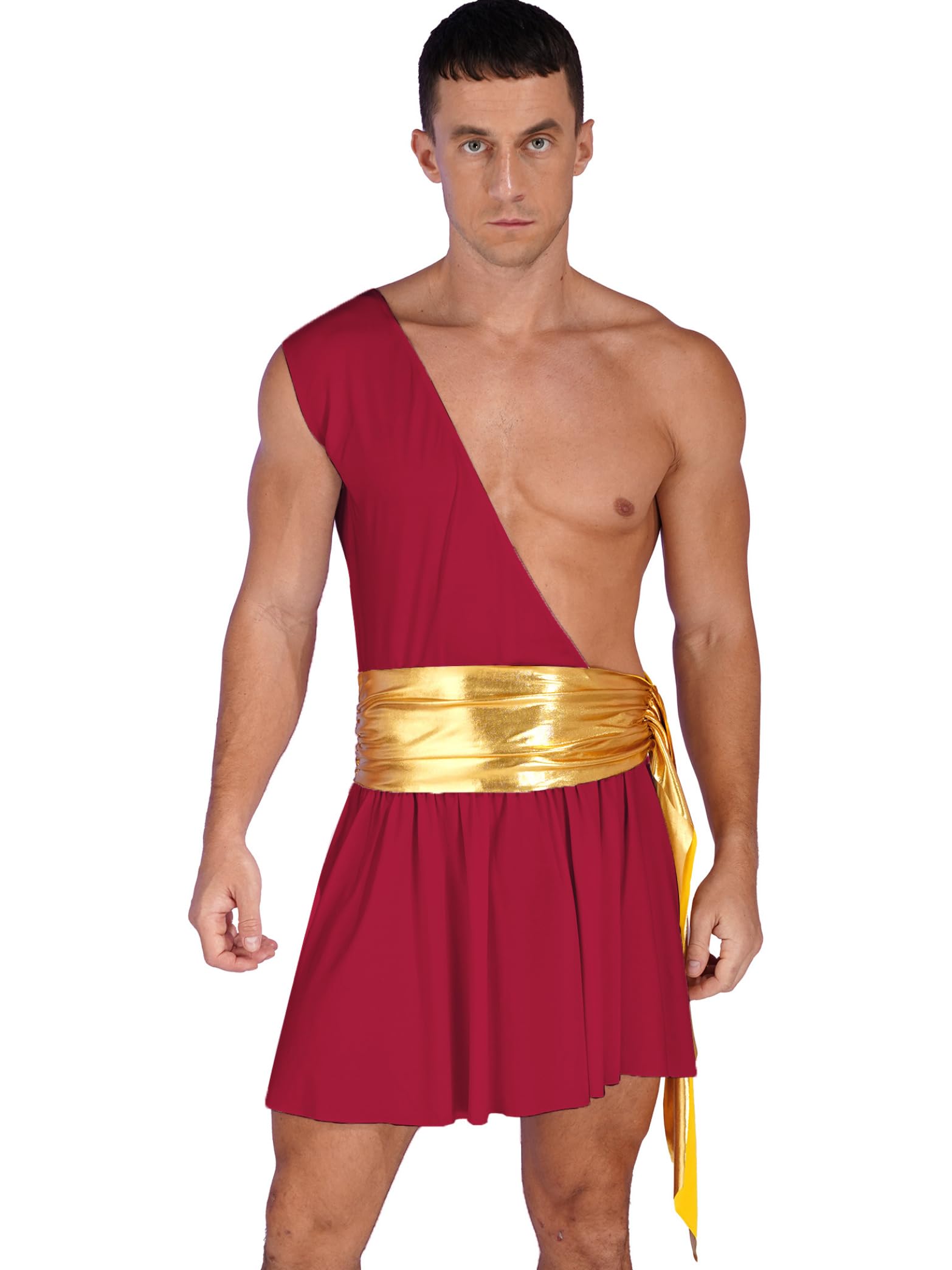 Mens Ancient Roman Greek Gods Toga Costume Adult Senator Caesar Robe Party Fancy Dress Burgundy 3X-Large
