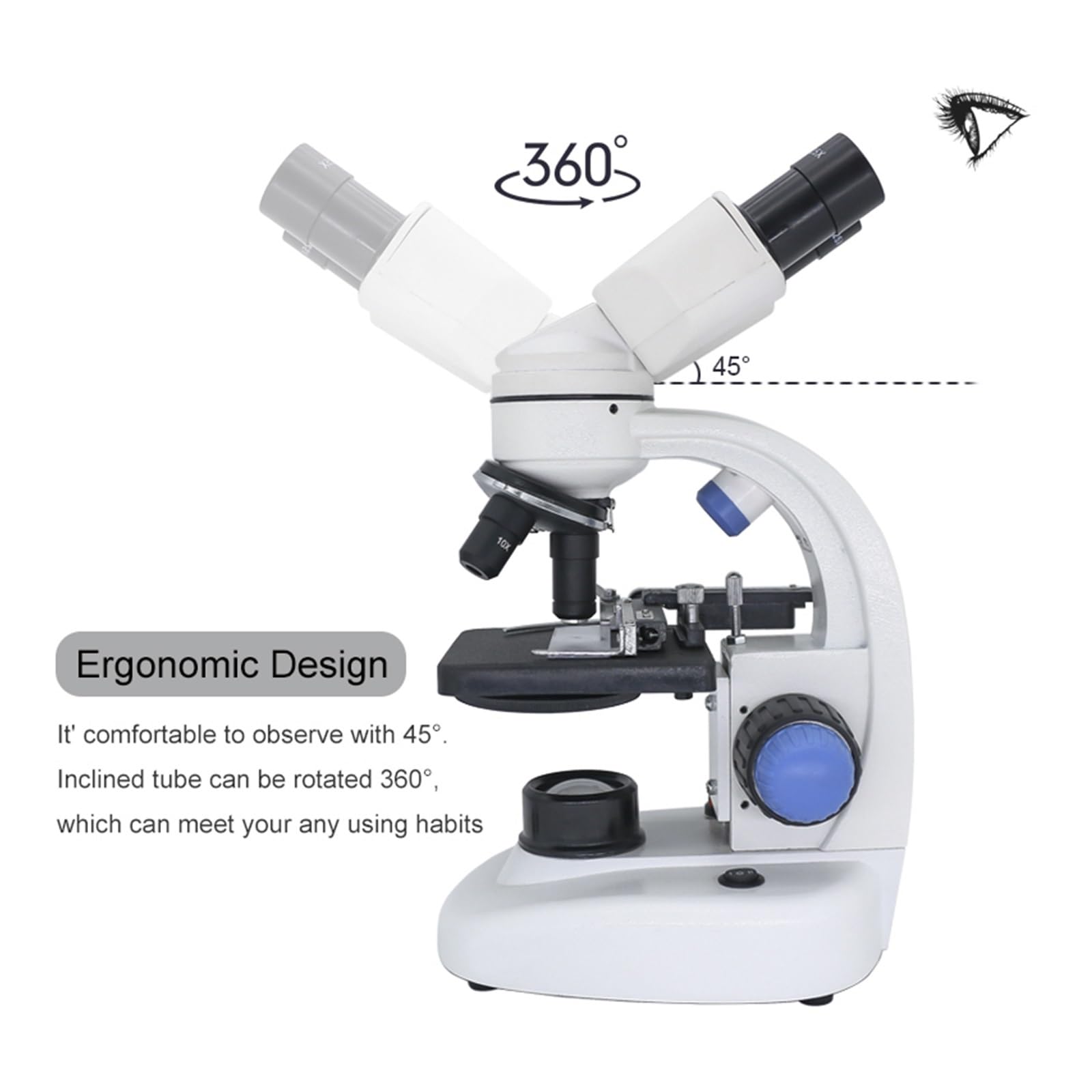 Mikroskop, Mikroskop Biologiczny Mikroskop Binokularowy 40-2000X Z Górnym I Dolnym Oświetleniem LED Kamera USB 2,0 MP 100 Sztuk Preparatów(Microscope)