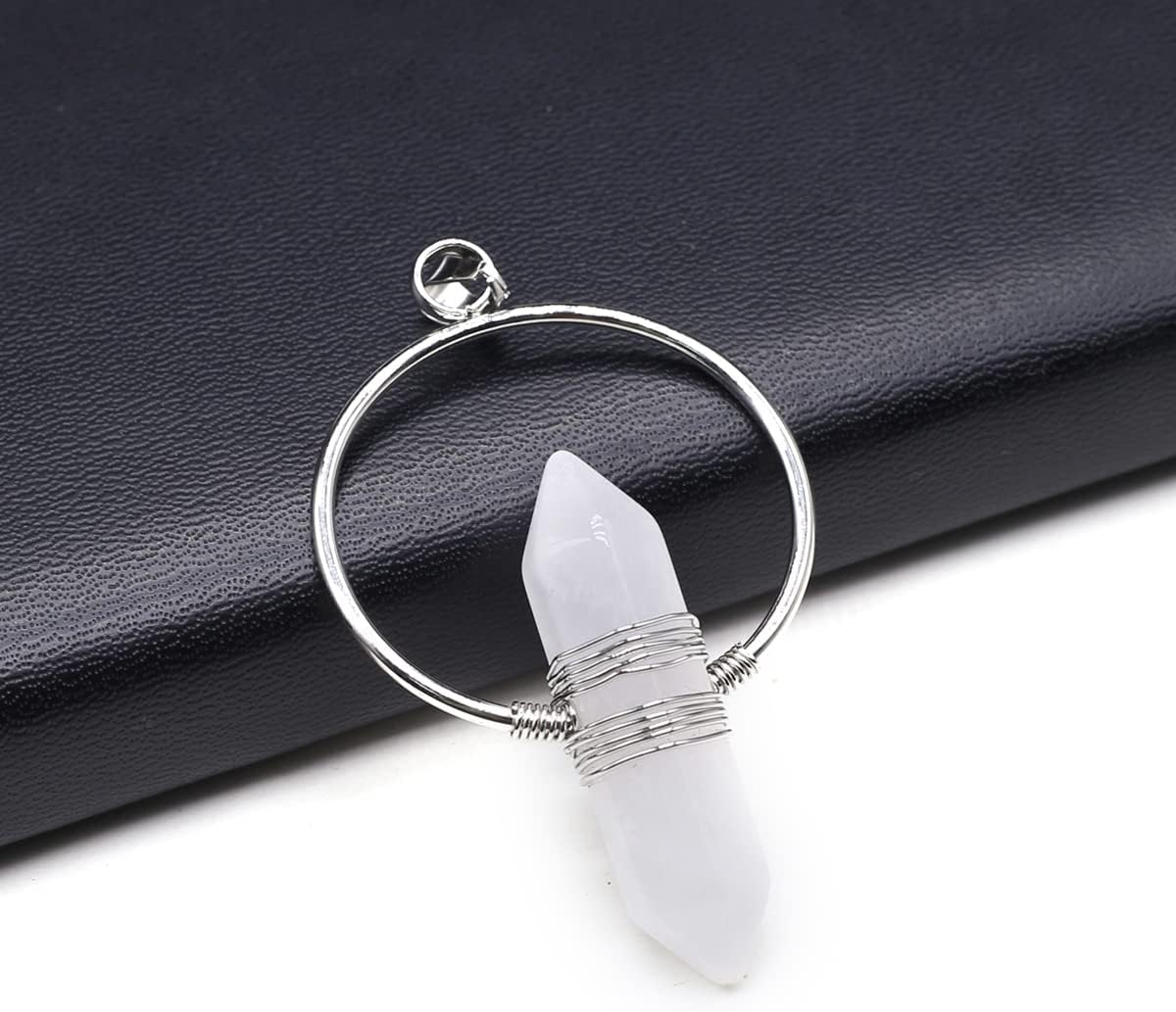 QSLLER 4PCS Natural Stone Pendant Hexagonal Prism Amethyst Rose Quartz Opal Healing Crystals Stone Charms For Jewelry Making DIY Necklaces - Image 2