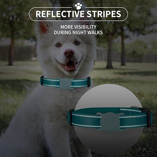 Miniatura 4 de AirTag - Collar para perros pequeños, medianos y grandes, collar acolchado de neopreno suave para mascotas, collar de nailon para cachorros con