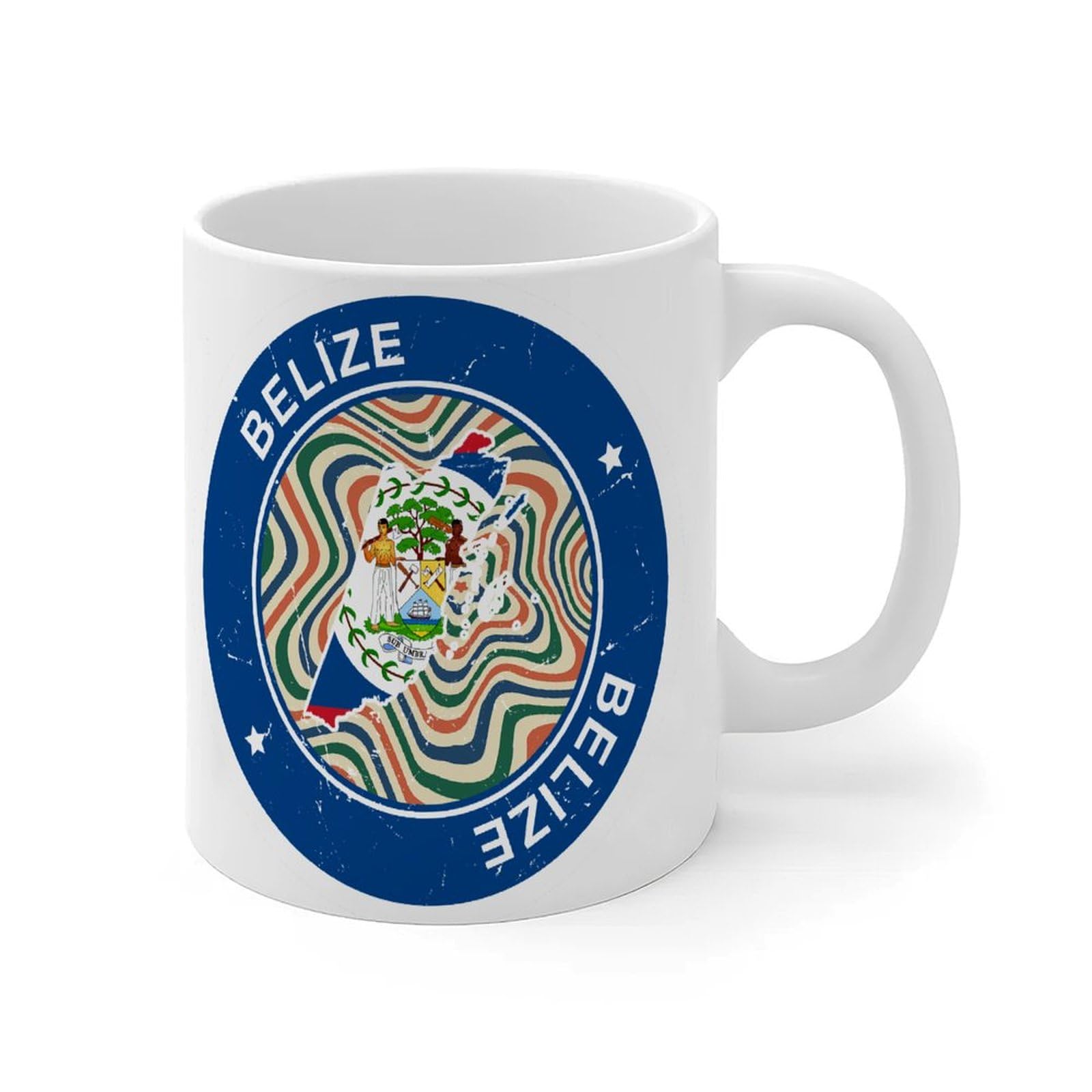 Belize Coffee Mug White World State Map Flag Ceramic Coffee Cup Funny Weightlifting White Glossy Mug Valentine's Day Graduation Gift for Mother Cousin 11oz