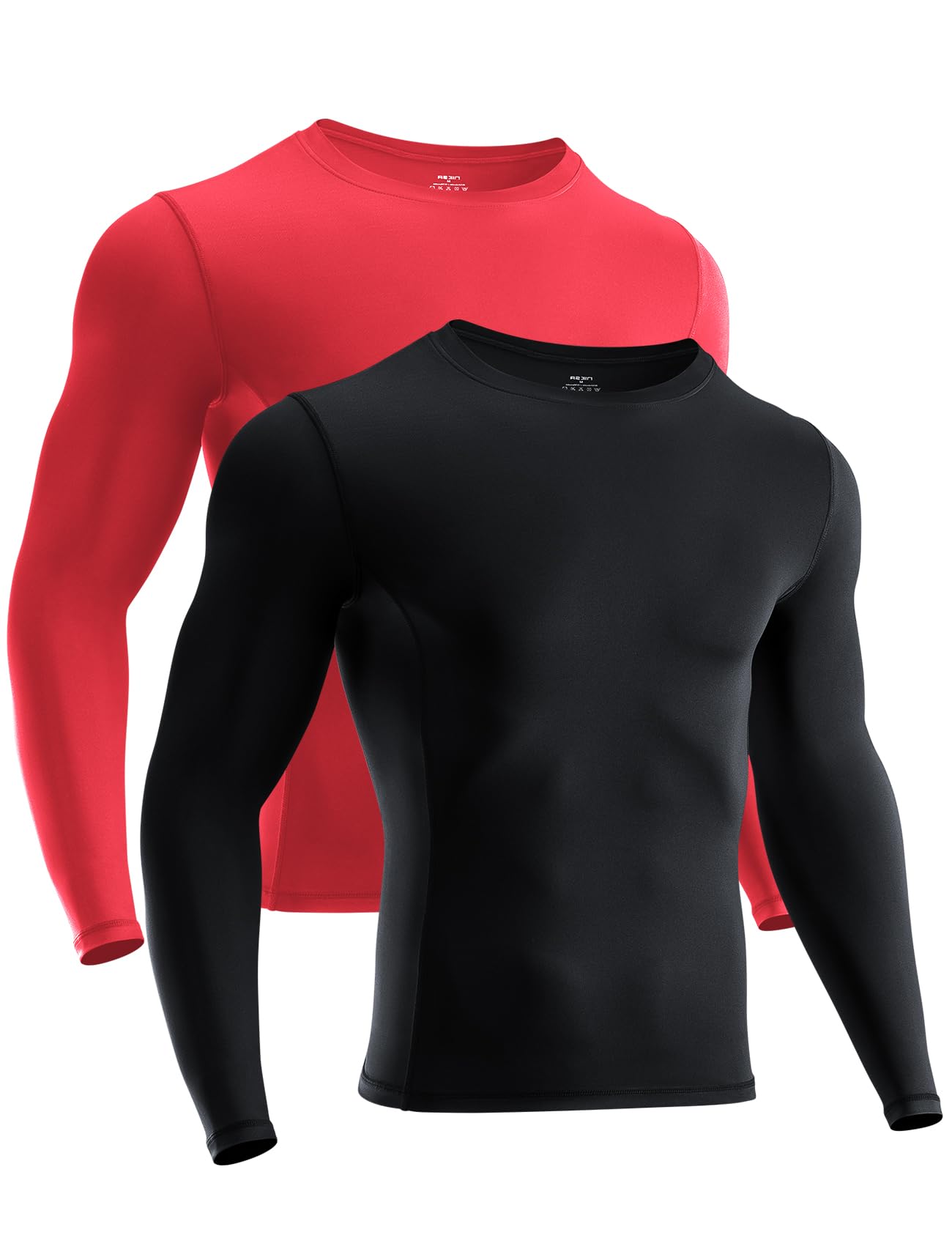 Niksa Kompressionsshirt Herren Langarm, Sportshirt Männer Atmungsaktiv & Schweißableitend, Funktionsshirt für Fitness, Laufen, Gym, Training (1er/2er Pack)