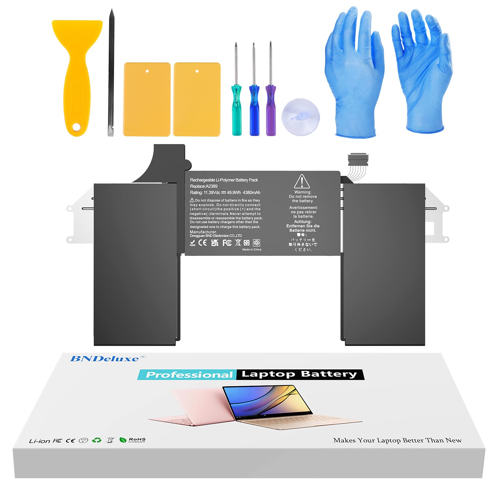 A2337 A2389 Batterie de rechange pour ordinateur portable MacBook Air 13" (M1, 2020) EMC 3598 MGN53LL/A MGN83LL/A MGN63LL/A MGN93LL/A MGND3LL/A MGN73LL/A MGNE3LL/A MVH22LL/A 11,39 V 49.9 Wh