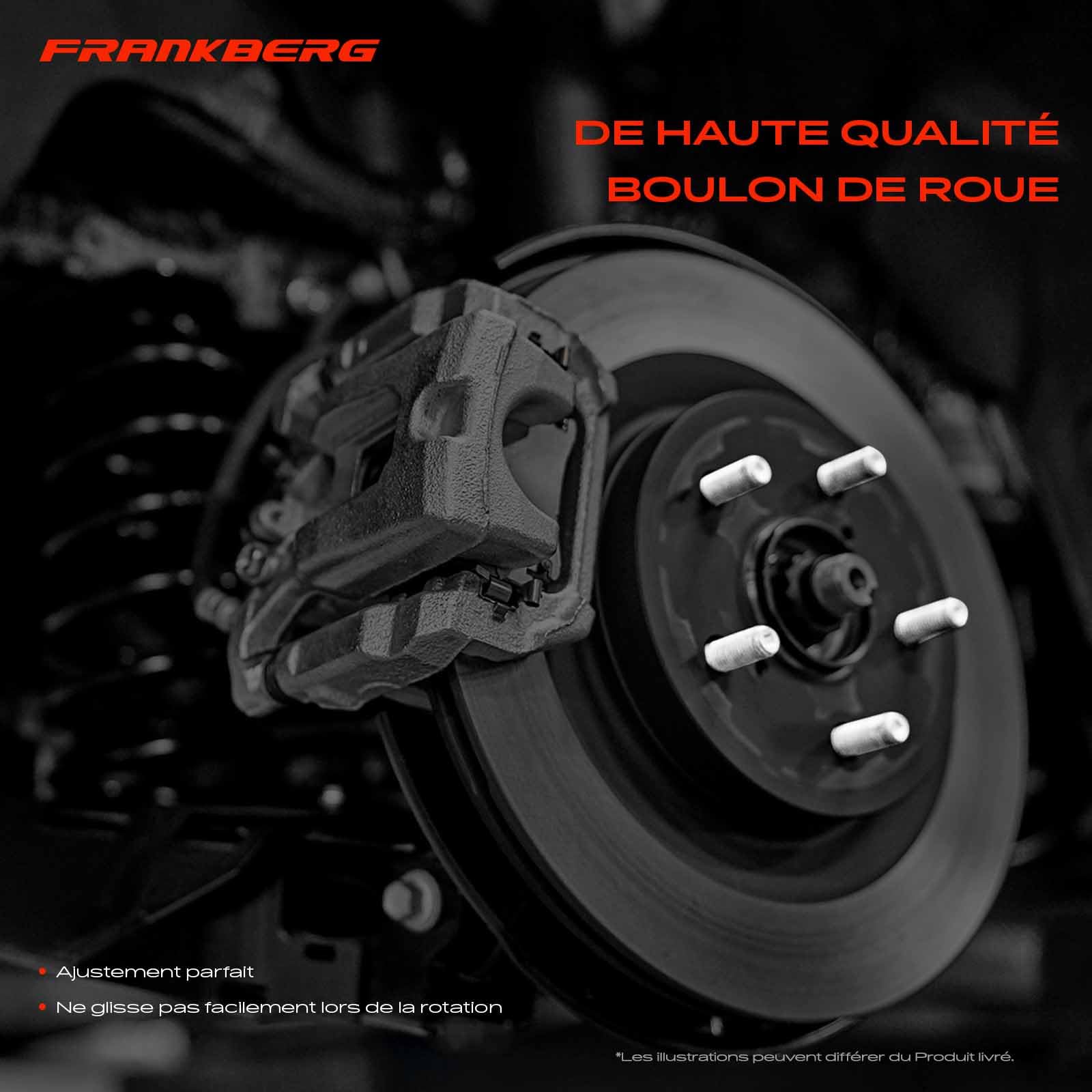 Frankberg 10x Boulon de roue M14x1.5 Compatible avec Q7 Transporter V A-m-a-r-o-k T-o-u-a-r-e-g C-a-y-e-n-n-e P-a-n-a-m-e-r-a 2002-Hetue