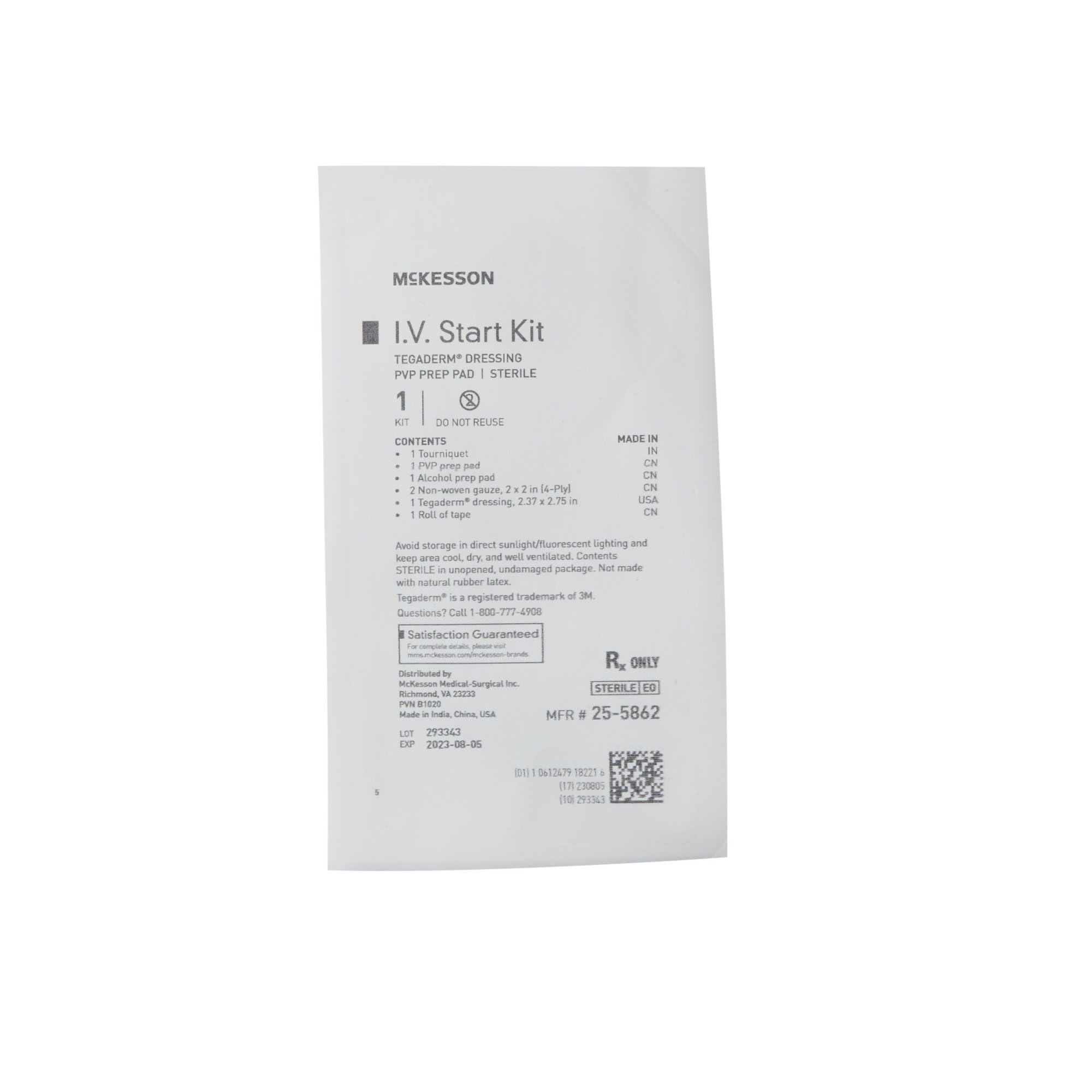 Mckesson IV Start Kit – Includes Tourniquet, PVP Prep Pad, Alcohol Prep Pad, Non- Woven Gauze, 2