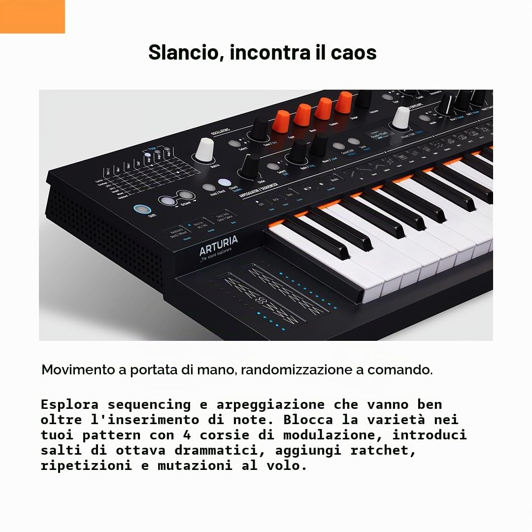 Arturia Minifreak Sintetizzatore algoritmico spontaneo polifonico a 6 voci e 37 tasti con filtro analogico, 11 algoritmi FX, Arpeggiatore e Sequencer