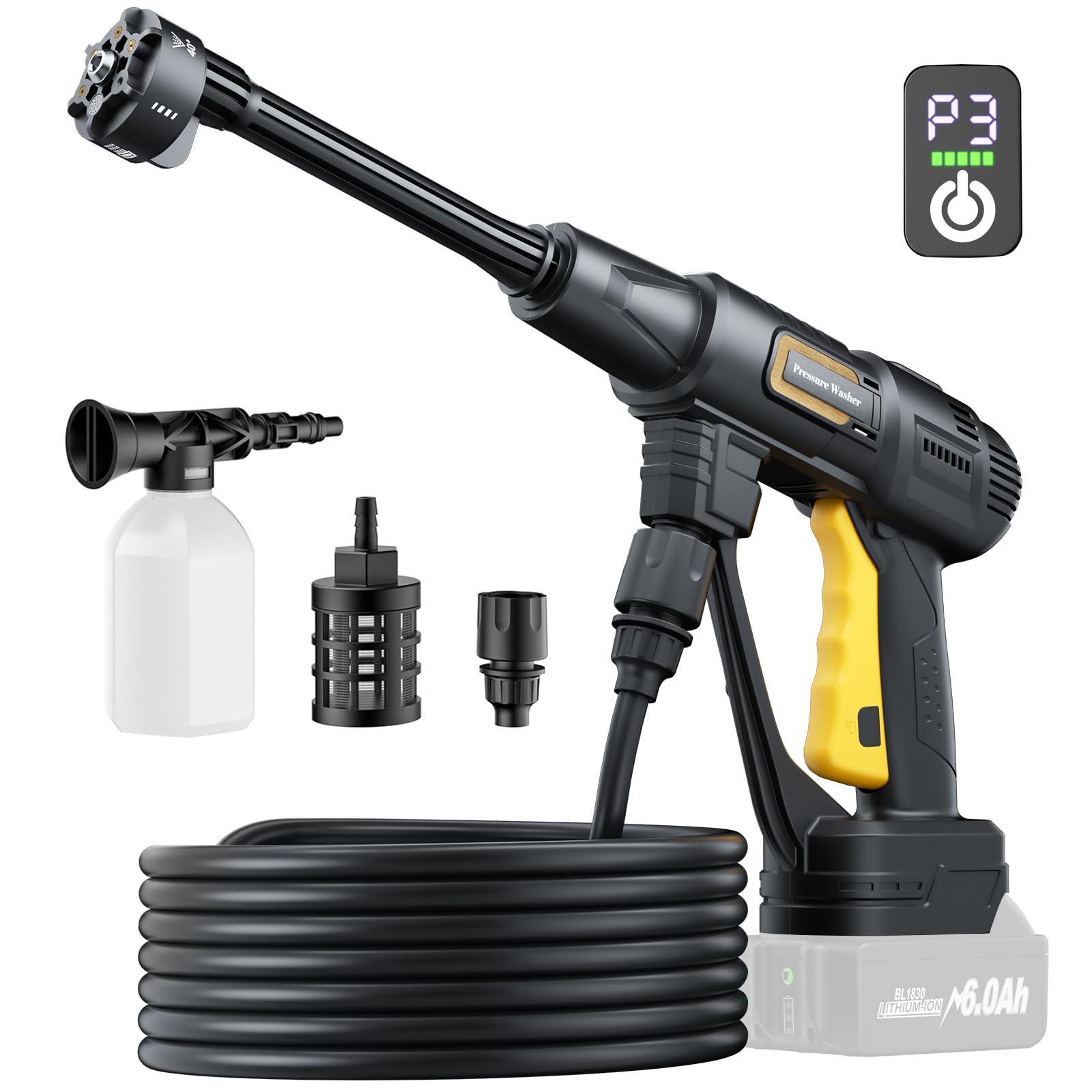 Limpiador de alta presión con batería para Makita de 18 V, limpiador a presión inalámbrico para balcón y lavado de coches, con boquilla multifunción 6 en 1