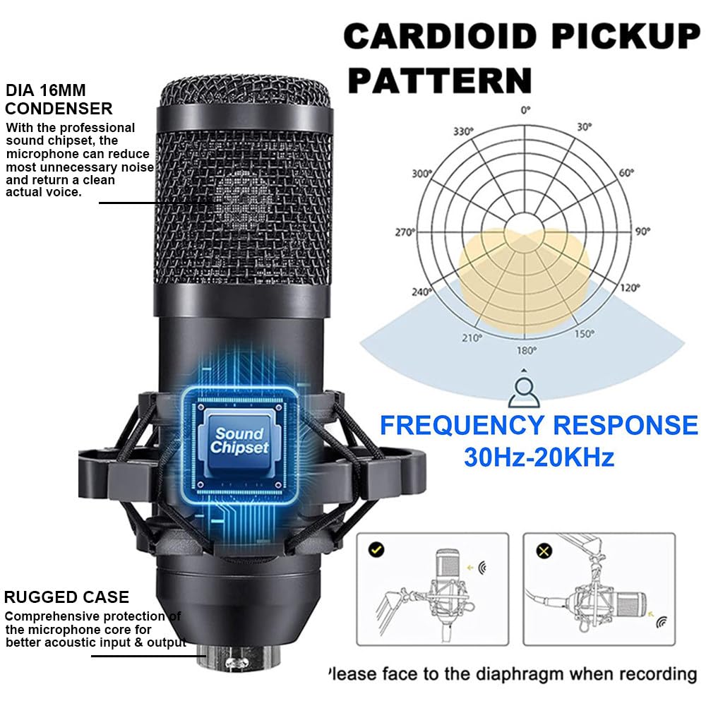 Kit Di Attrezzatura per Podcast per 2 Persone,2 Microfoni per Podcast + Cambiavoce + 2 Convertitori,Braccio a Forbice Regolabile per Microfono,Ideale per Microfono Da Gioco,Canto,Streaming Live Black
