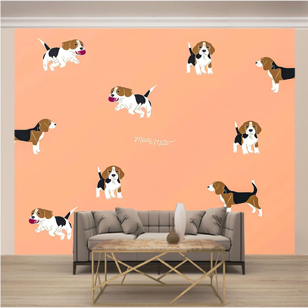 Papier Peint Intissé Mural Moderne Chien 3D pour Agrandir une Chambre Enfant ou Salon