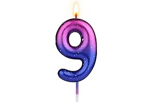 9 Units Purple Blue Gradient Number Candle for Birthday Cake