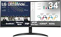Monitor LG UltraWide™ Curvo – Tela VA de 34”, 21:9, WQHD, sRGB 99%, HDR10, 100Hz, 5ms (GTG), PBP - 34WR50QK-B