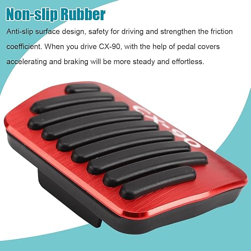 Miniatura 10 de LEXLEY 3 almohadillas antideslizantes de aluminio para pedal de freno de gas, auto sin perforación, solo para Mazda 2024 2025 CX-90 - Plateado