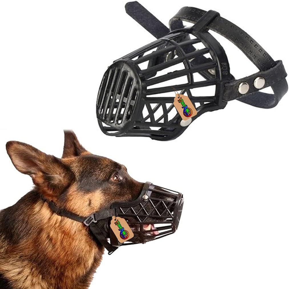 DreamAuro Adjustable Muzzle, Mouth Cover Design for Dog/Puppy (Black) (Extra Large)