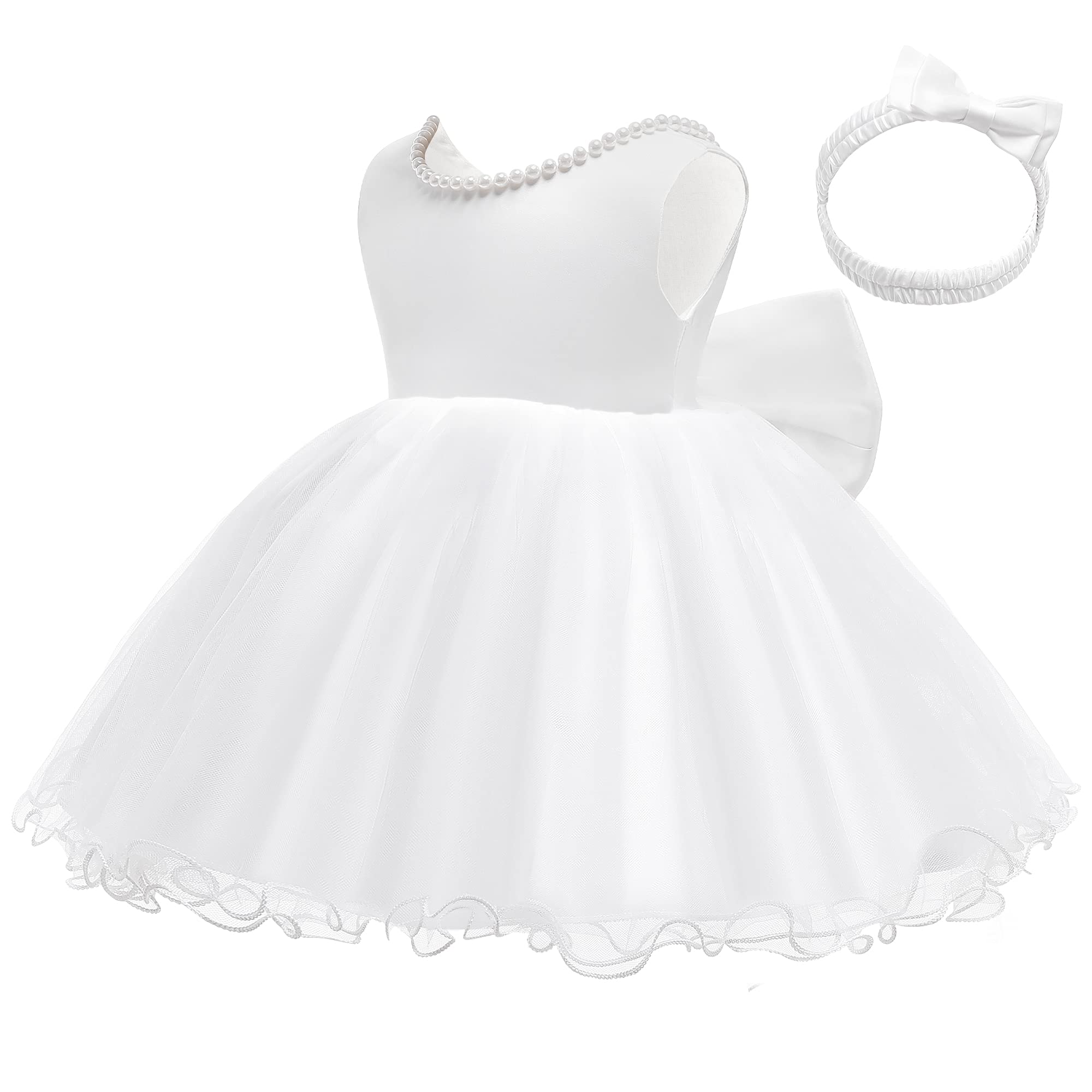 LZH Baby Girls rüschen Spitze Backless mit Headwear, Bowknot Blume Kleider Pageant Party Hochzeit