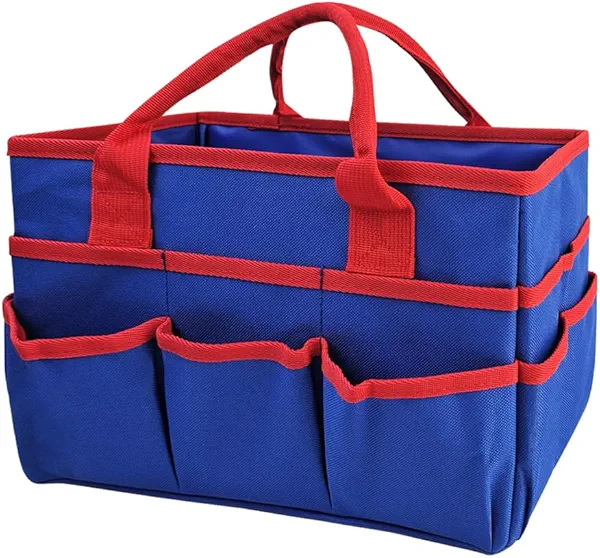 Mewise Teacher Handle Tote Bag Organizer,Tote Bag Organization for Crafts,Art,Paper,Books,School,Sewing,Travel with Handles,Ofiice Supplies Storage (Blue)