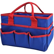 Mewise Teacher Handle Tote Bag Organizer,Tote Bag Organization for Crafts,Art,Paper,Books,School,Sewing,Travel with Handles,Ofiice Supplies Storage Blue