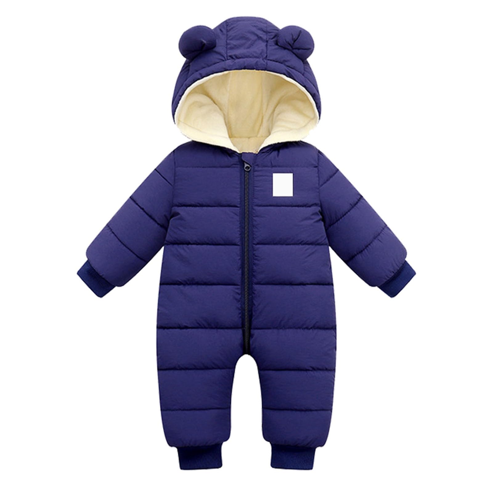 RNTOP Baby Boy Girl Snowsuit Newborn Winter Coat Infant Warm Cute Hooded Jumpsuit Romper Snow Suits (Blue, 6-12 Months)