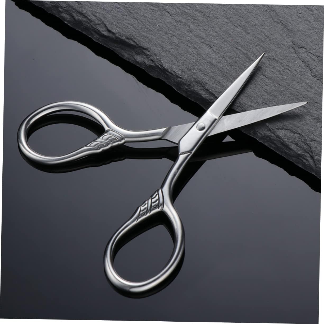 FRCOLOR Stainless Steel Beard Shears for Men Durable Mustache Scissors Precision Facial Hair Trimming Grooming Tool with Rust Resistant Silver
