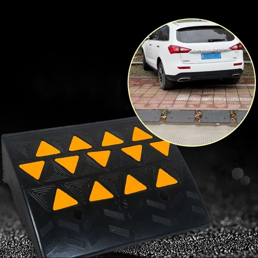 Rampa para Bordillos de Goma con Tiras Reflectantes de Seguridad, Rampa de Umbral Antideslizante Resistente para Coche Silla de Ruedas Moto