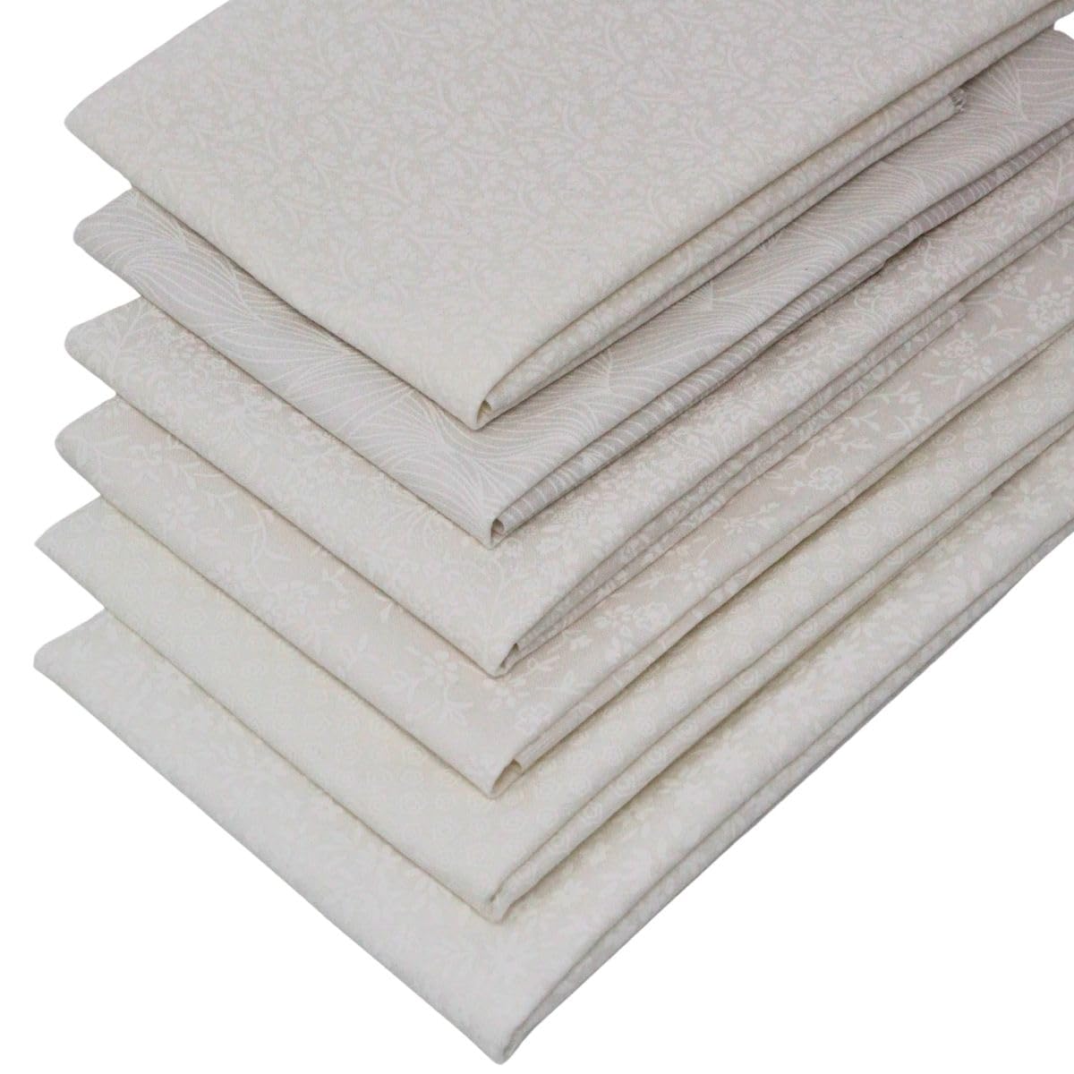 6 Fat Quarters Bundle - 'Tone on Tone Classic White' Fabrics in White.100% Cotton for Quilting, Patchwork & Crafting (Includes a Free Patchwork Pattern by Overdale Fabrics)