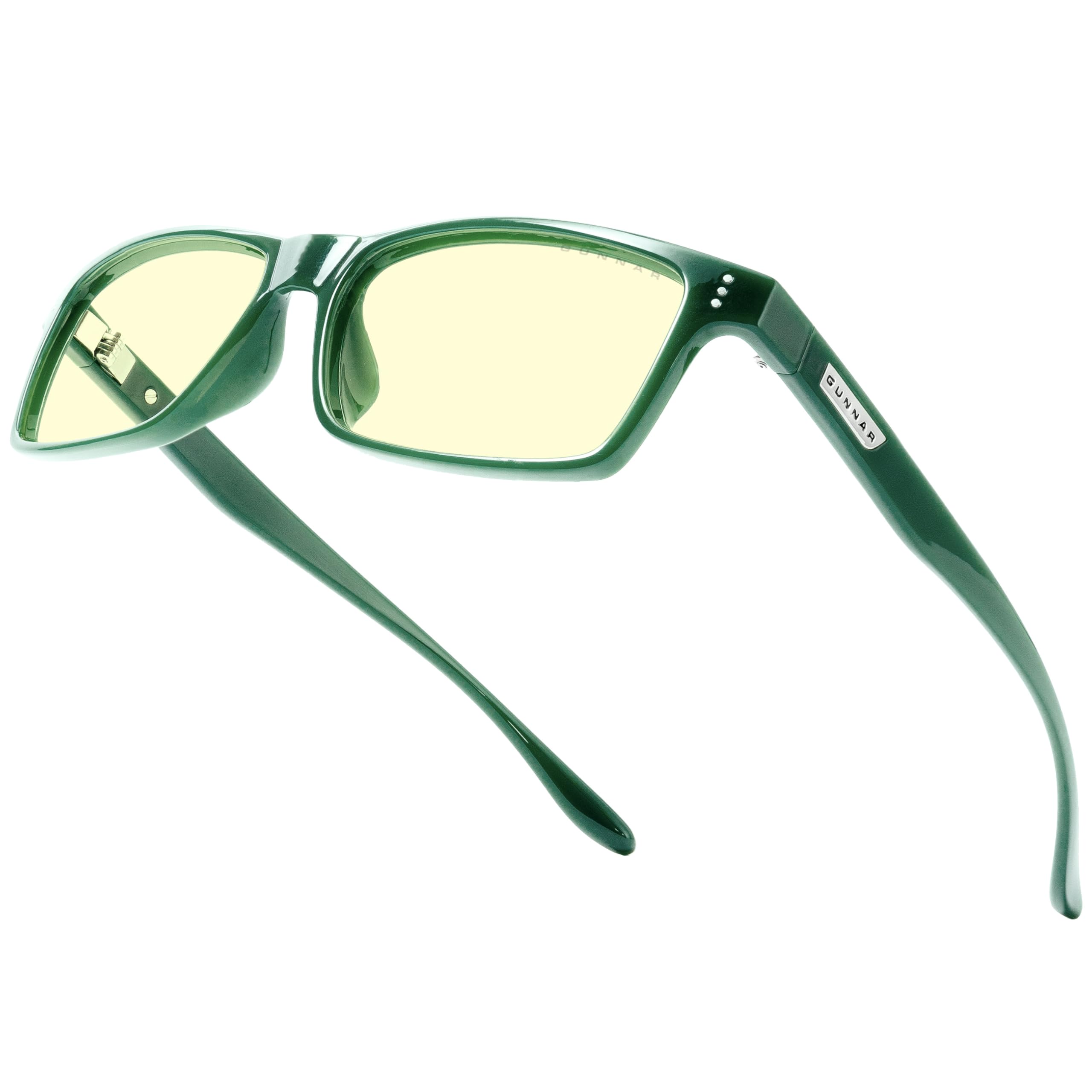 GUNNAR Gaming Glasses - Vertex Moss Amber Lens - Blue Light Blocking Relieve Dry Eye