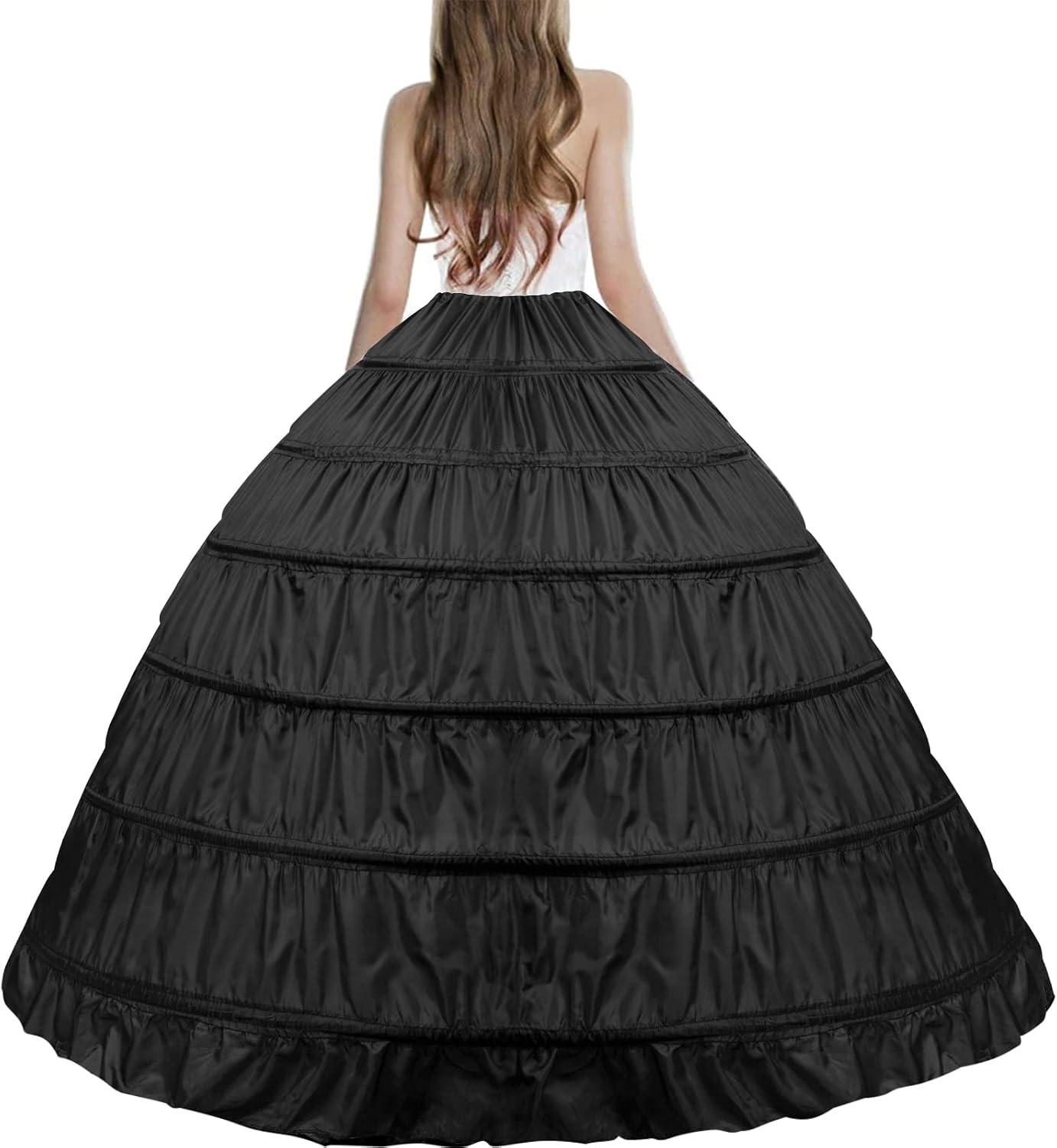 Petticoats for Women Full A-line 6 Hoop Bridal Dress Gown Slip Floor Length Dresses Underskirt for Wedding Ball Gown