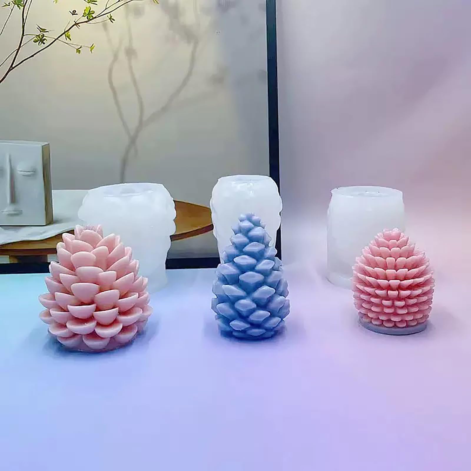 Moldes para velas de Navidad de silicona, flexibles, duraderos, fáciles de demoldar, moldes para hacer velas de pinecona detalladas