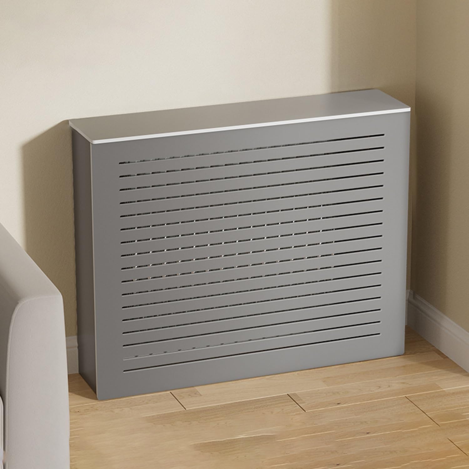 Cache radiateur inesthétique : meuble décoratif et étagère de rangement bois
