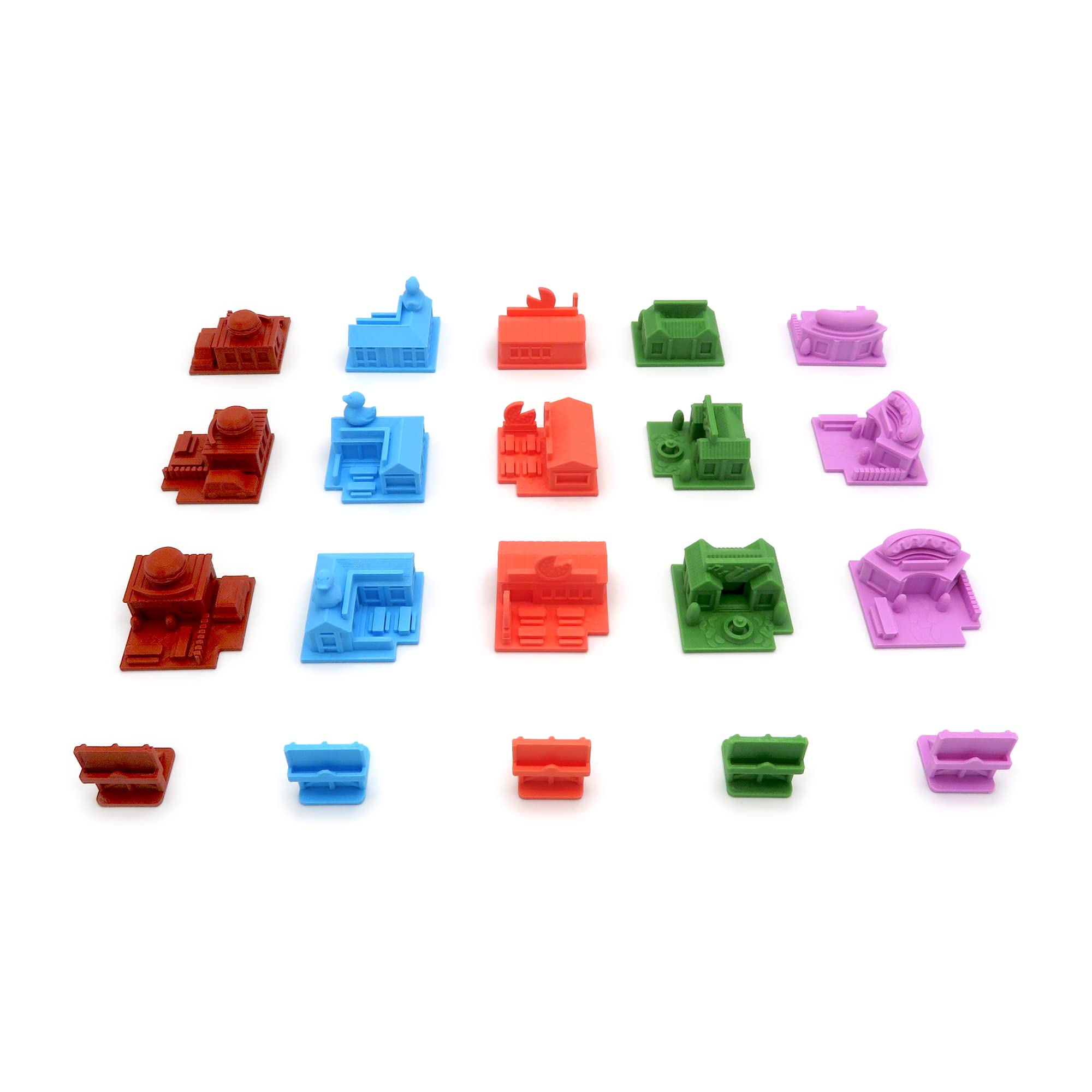 Pack de Mejora para Food Chain Magnate™ | 55 Piezas | Restaurantes, Casas, Jardines y Soportes de Carteles | Accesorio Premium para Juego Base