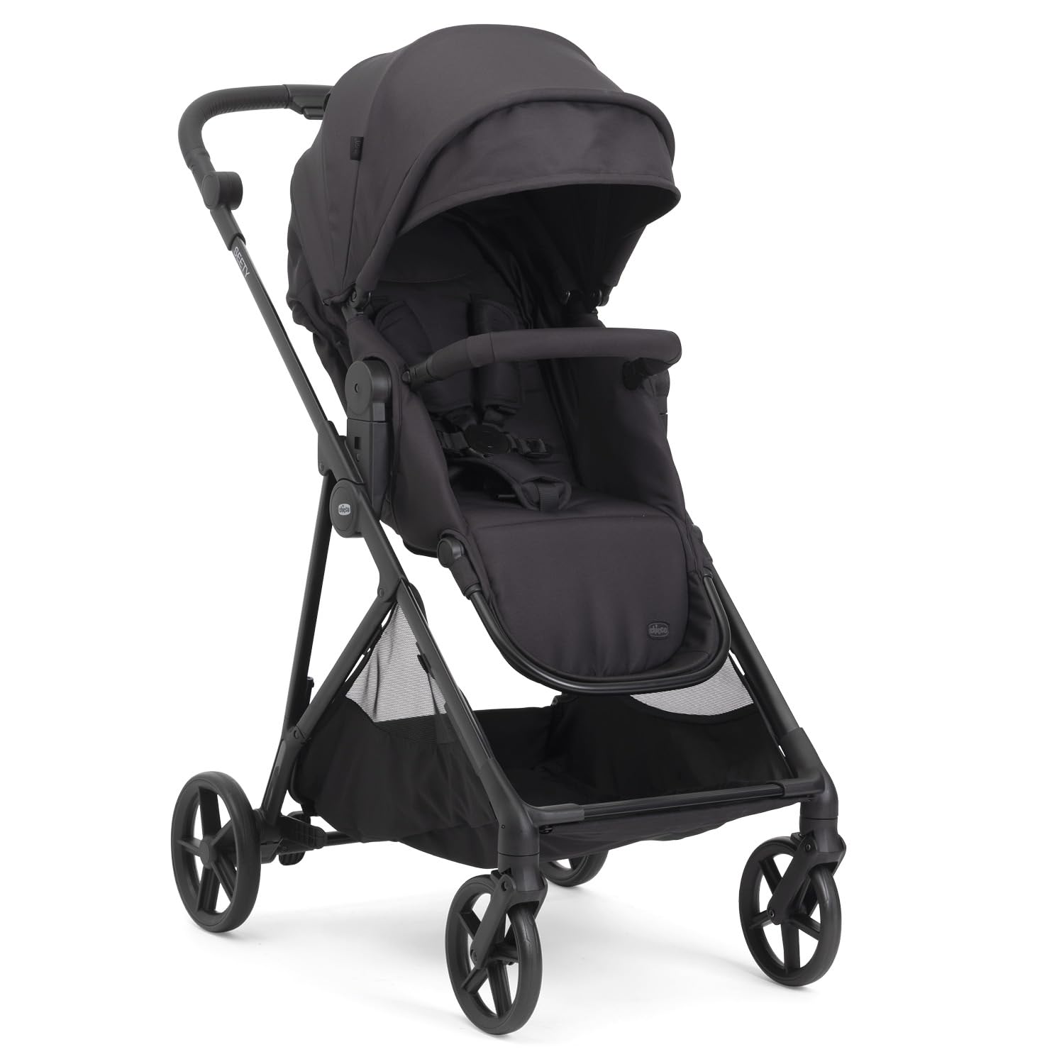 Chicco Passeggino Seety, Passeggino Leggero e Compatto Da 0 Mesi a 4 Anni, Portata Max 22kg, Passeggino Pieghevole, Schienale Reclinable, Chiusura Automatica in 1 Gesto, Capotte Parasole e Parapioggia