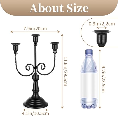 Miniatura 5 de Sziqiqi Portavelas cónicos rústicos para casa de campo, 3 candelabros de metal para velas cónicas para centros de mesa, boda, cumpleaños, Navidad,