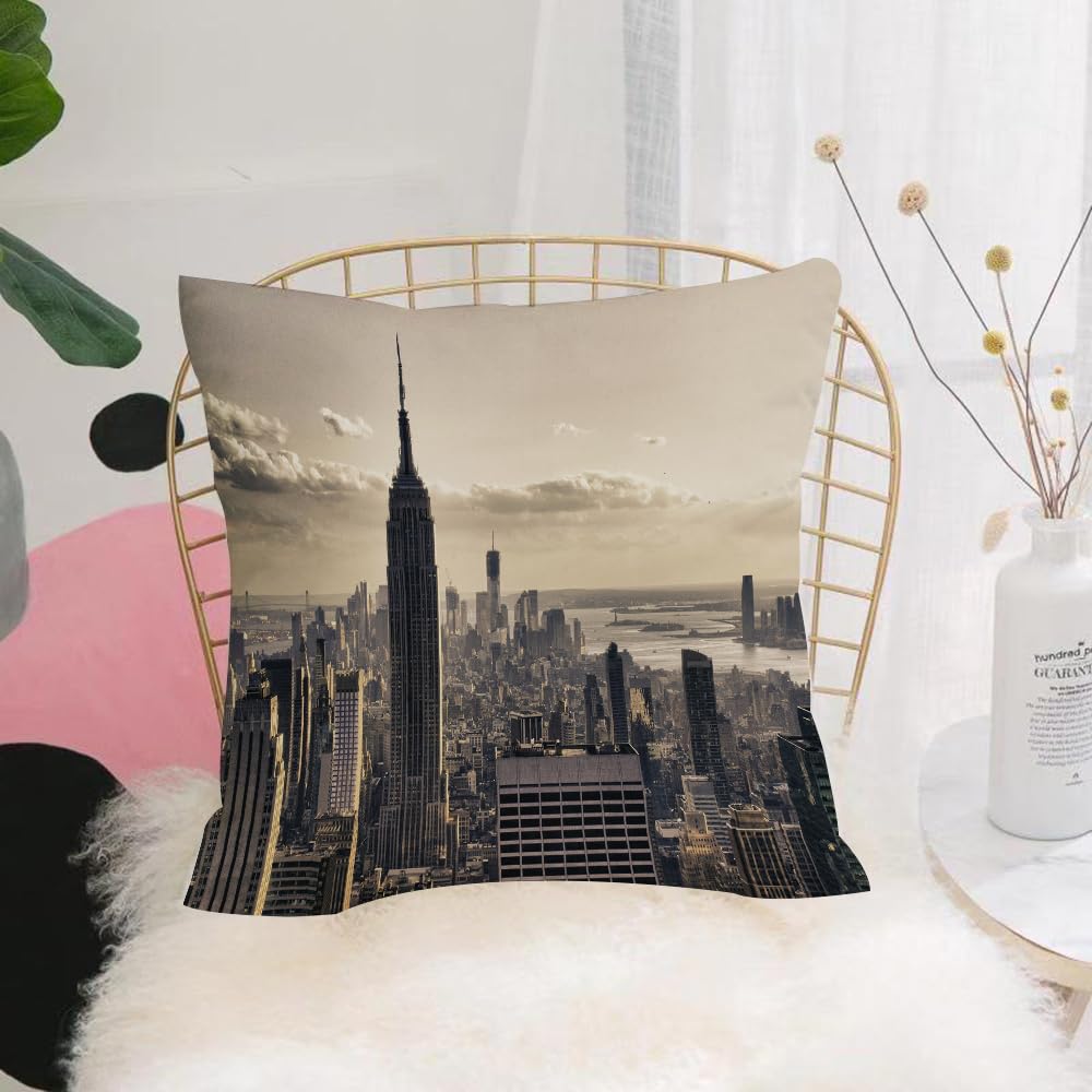 Hyosxw New York Decor, Aerial View Of New York In W - A10 Cushion Cover,Throw Pillow Case Home Decorative For Living Room Bedroom Sofa Chair 18X18 Inch,New York Decor, Aerial View Of New York In Winter American Photo Sto,Pillowcase 45X45cm