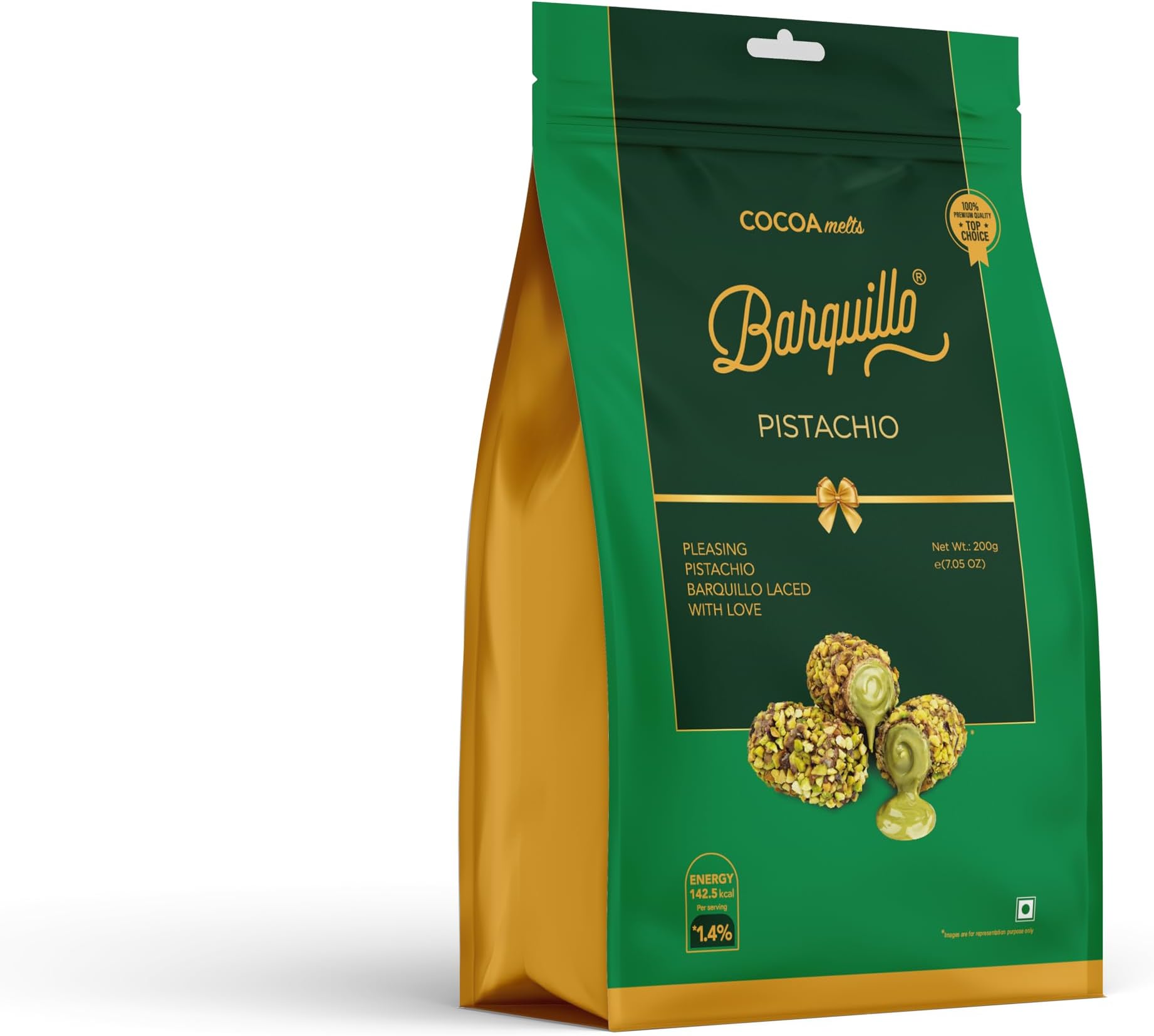 Barquillo Premium Pistachio Coated Chocolate Pouch - 10 Pcs (200 gm) | Pista Cream Filled Biscuit Roll imported | Dubai couverture taste | Festive Gift Pack Celebration specially for Festivals
