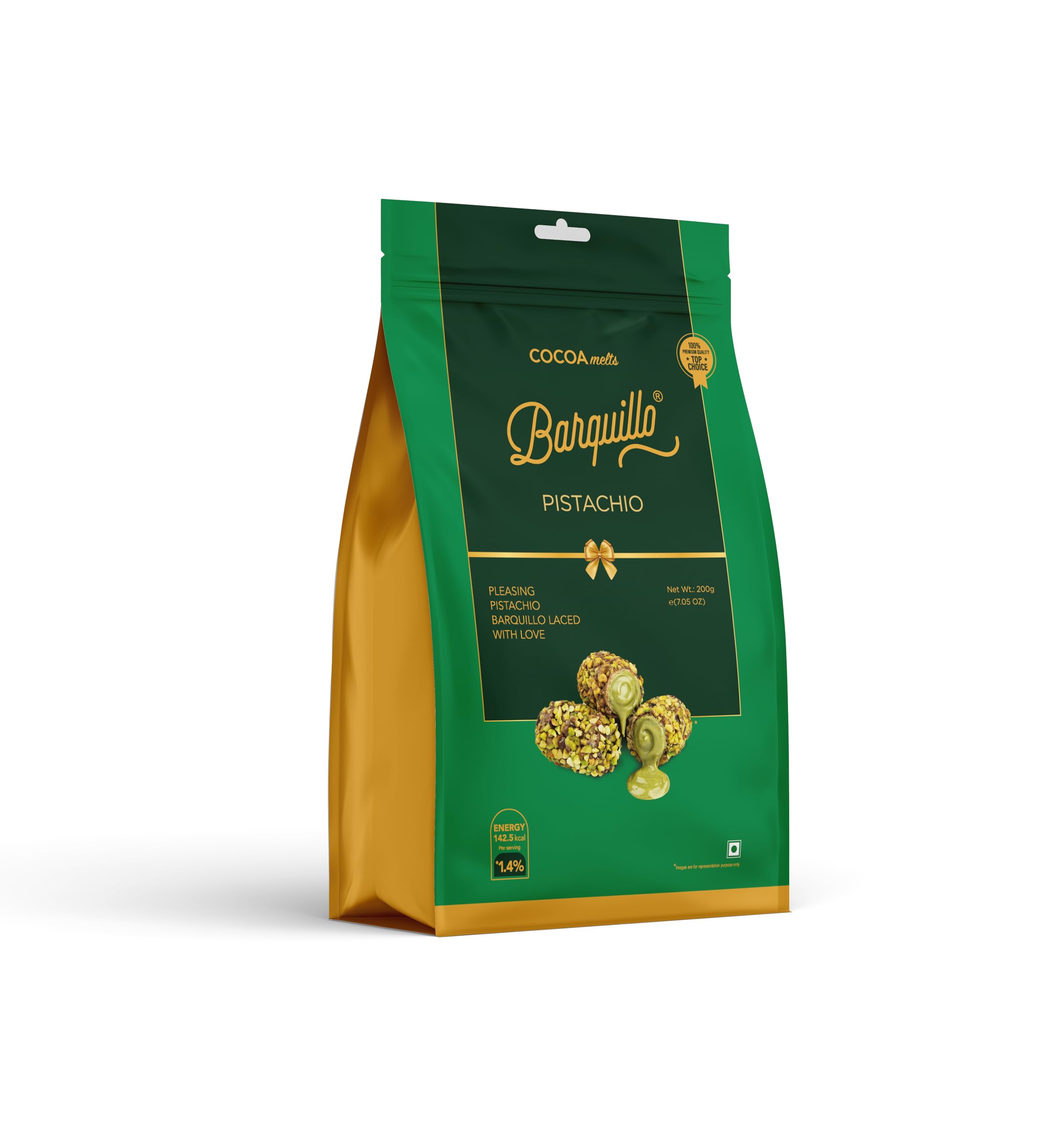 Barquillo Premium Pistachio Coated Chocolate Pouch - 10 Pcs (200 gm) | Pista Cream Filled Biscuit Roll imported | Dubai couverture taste | Christmas Gift Pack Celebration specially for Festivals