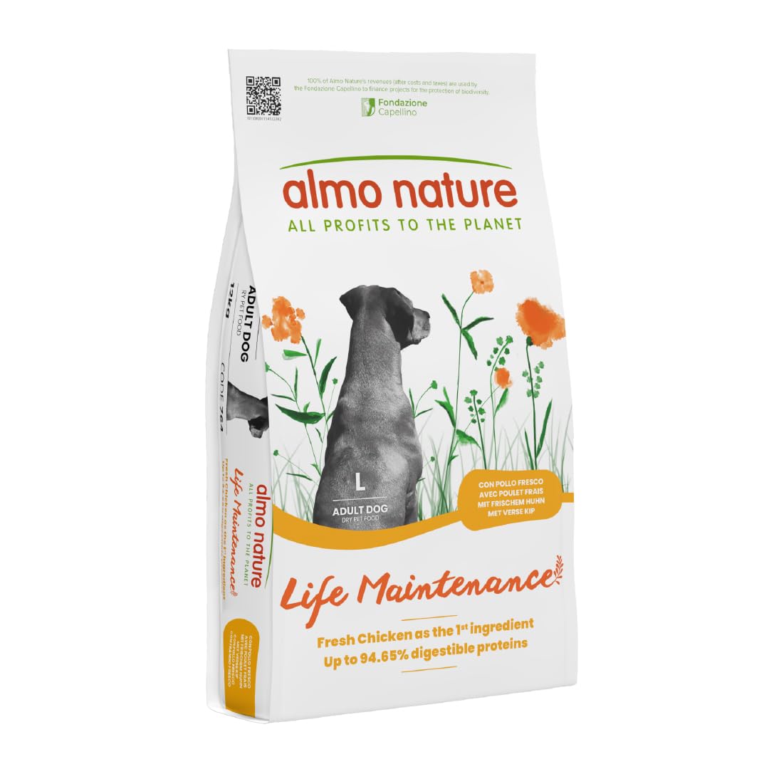 Almo Nature Life Maintenance Dry Dog Food L Chicken 12 kg – Complete Kibble for Adult Large Breed Dogs