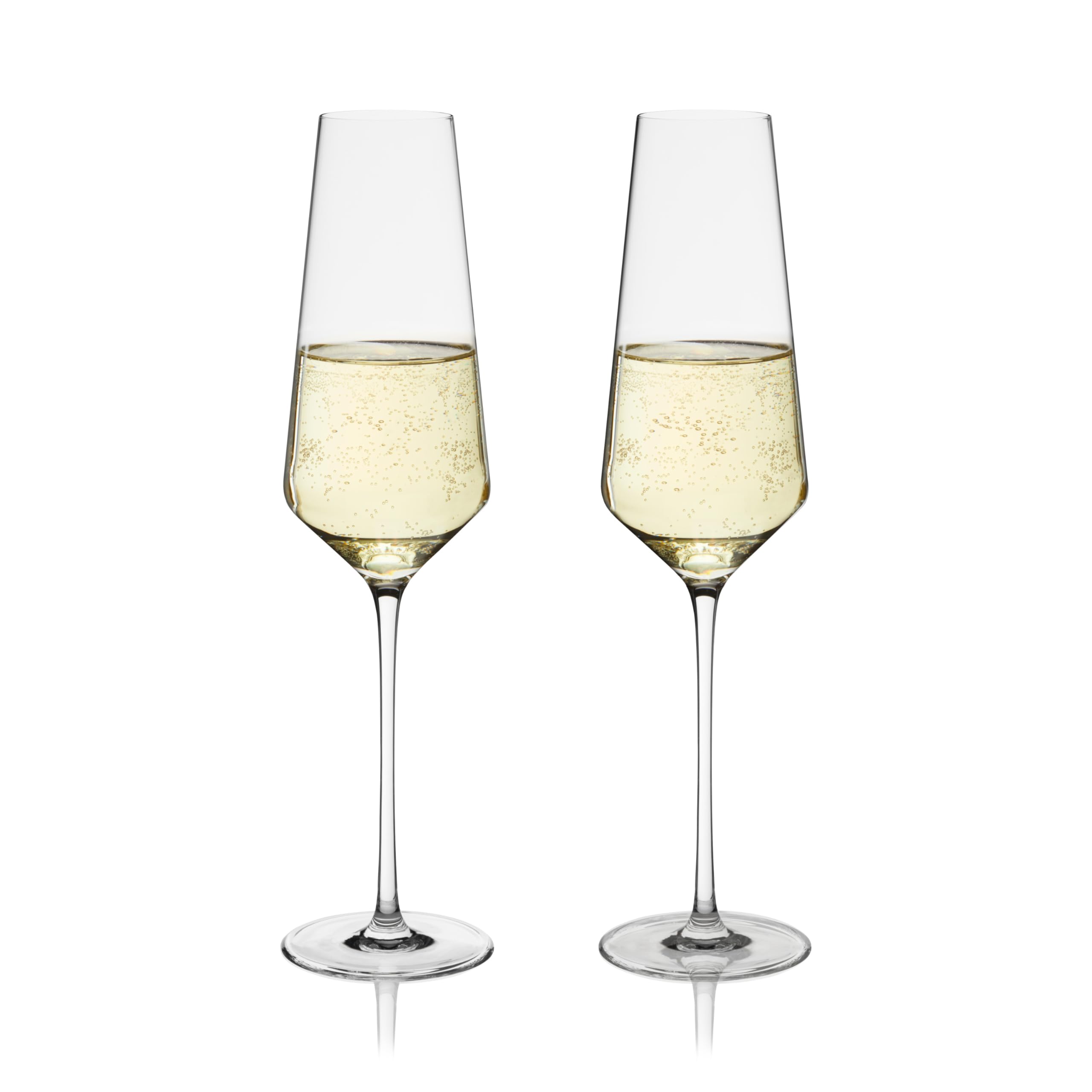 Vasos ultrafinos y ligeros Viski de cristal transparente para prosecco y champán, set de 2