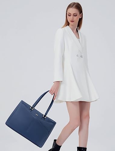 Miniatura 2 de LOVEVOOK Bolsa de mano para laptop para mujer, de 15.6 pulgadas, de piel, impermeable, para computadora, negocios, oficina, trabajo, maletín, azul