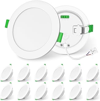 ALUSSO LIGHTING LED Downlights Dimmable Recessed Ceiling Lights 10W 1050lm High Brightness, 3000K Warm 4000K Neutral 6500K Cool White Bathroom Spot Lights Ceiling Ultra Slim Spotlights IP44, 12 Pack [Energy Class D]
