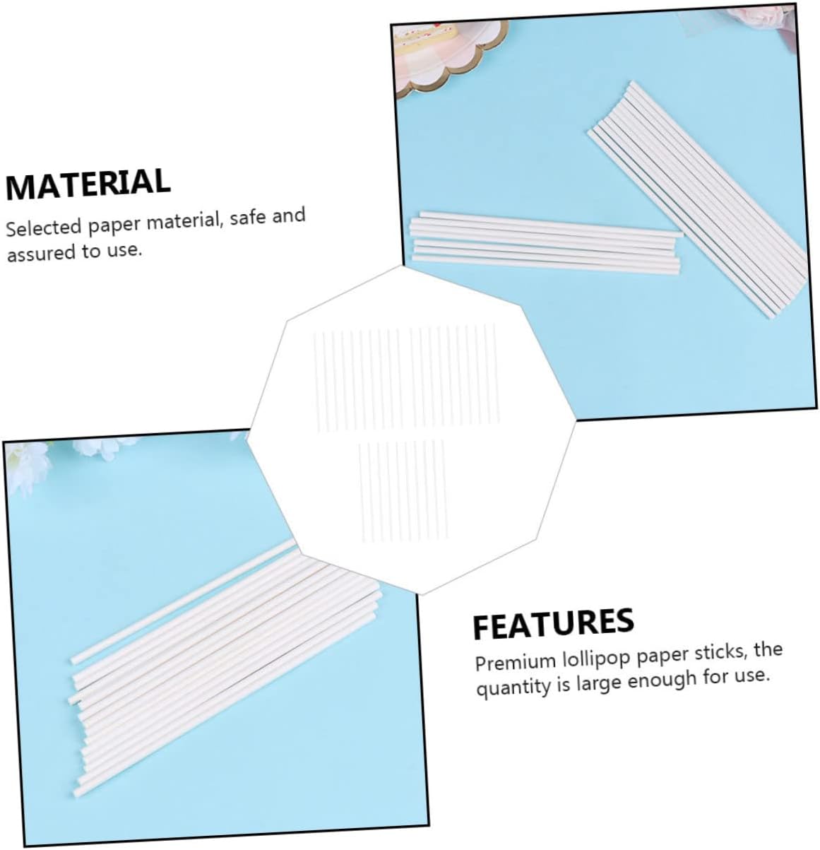 300pcs Lollipop Paper Sticks for Candy Making Paper Sticks for Cake Smooth for Safe Handling for Parties and Festivals