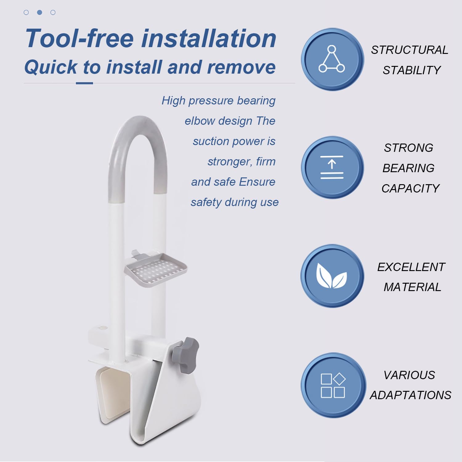 Einstiegshilfe Badewanne，Badewannengriff Ohne Bohren，Einstellbar Einstiegshilfe Badewanne Verstellbar 7.5-17 cm, Haltegriff Bad Weiß, Ein und Ausstiegshilfe Grau