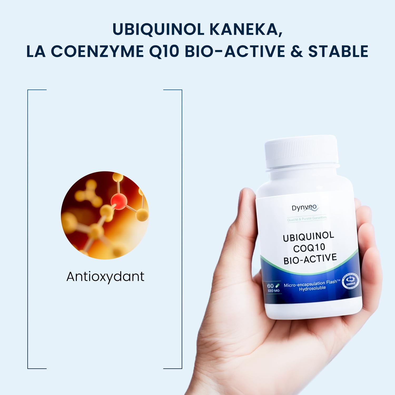 Ubiquinol Coenzyme Q10 Kaneka™ - Antioxydant Énergie cellulaire Métabolisme - Forme Bioactive & Stable - Haute Biodisponibilité - 60 Gélules Vegan (2mois) - Sans Additifs - Dynveo