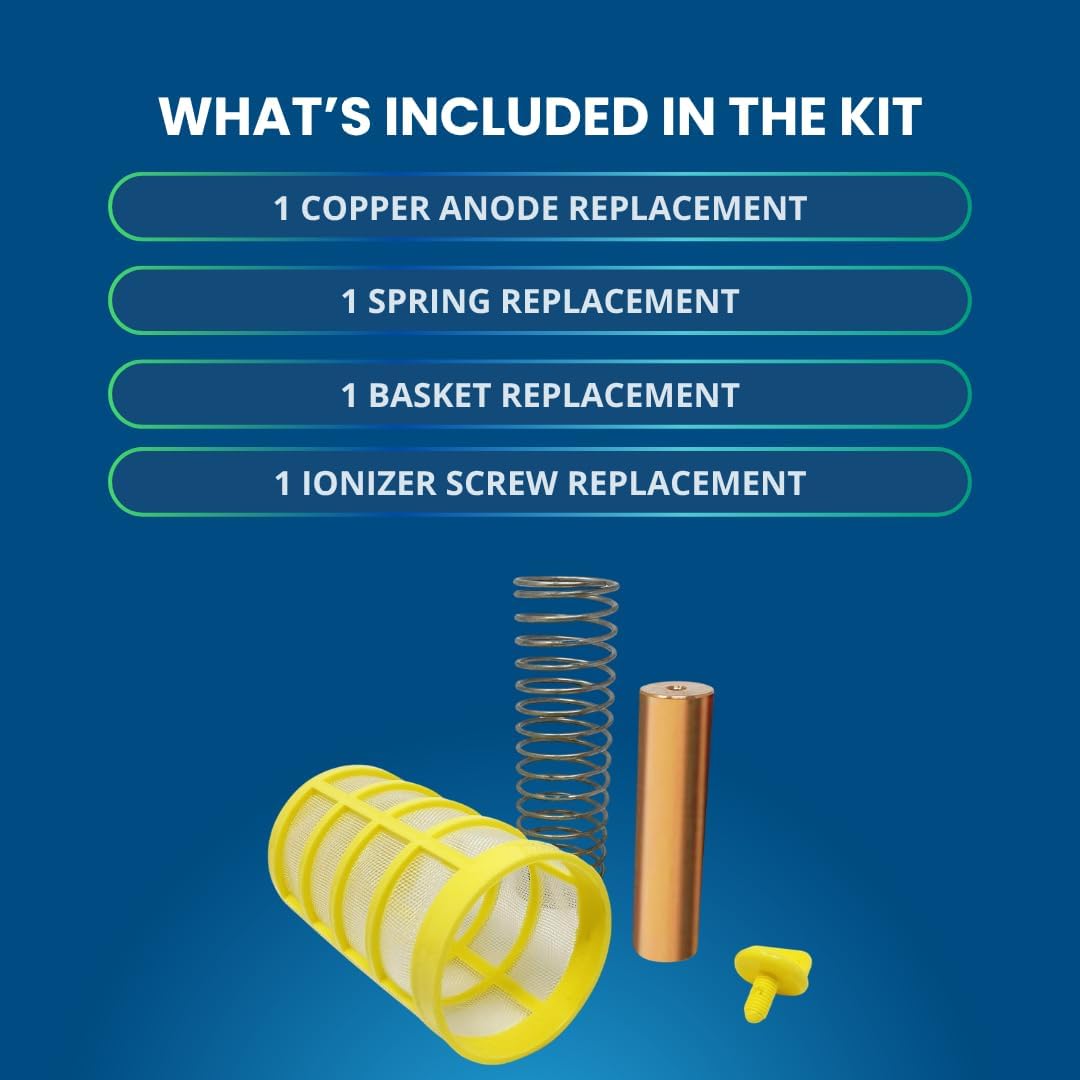 Solar Pool Ionizer Replacement Copper Anode and Basket Screen - Compatible Only with CopperFlo Solar Pool Ionizers, Includes Copper Anode for Pool Ionizer, Pool Ionizer Copper Replacement