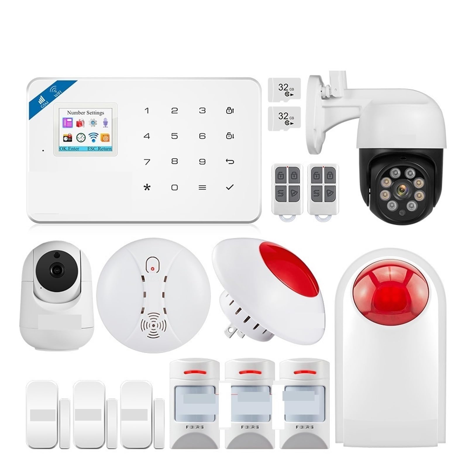 Sistema di Allarme di Sicurezza Domestica, Smart Alarm gsm Tuya Home System Kit 433 MHz di Allarme Wireless Sicurezza Telecamera IP Sensore Movimento Anti-Animale Domestico(W181 gsm Tuya Kit 1)