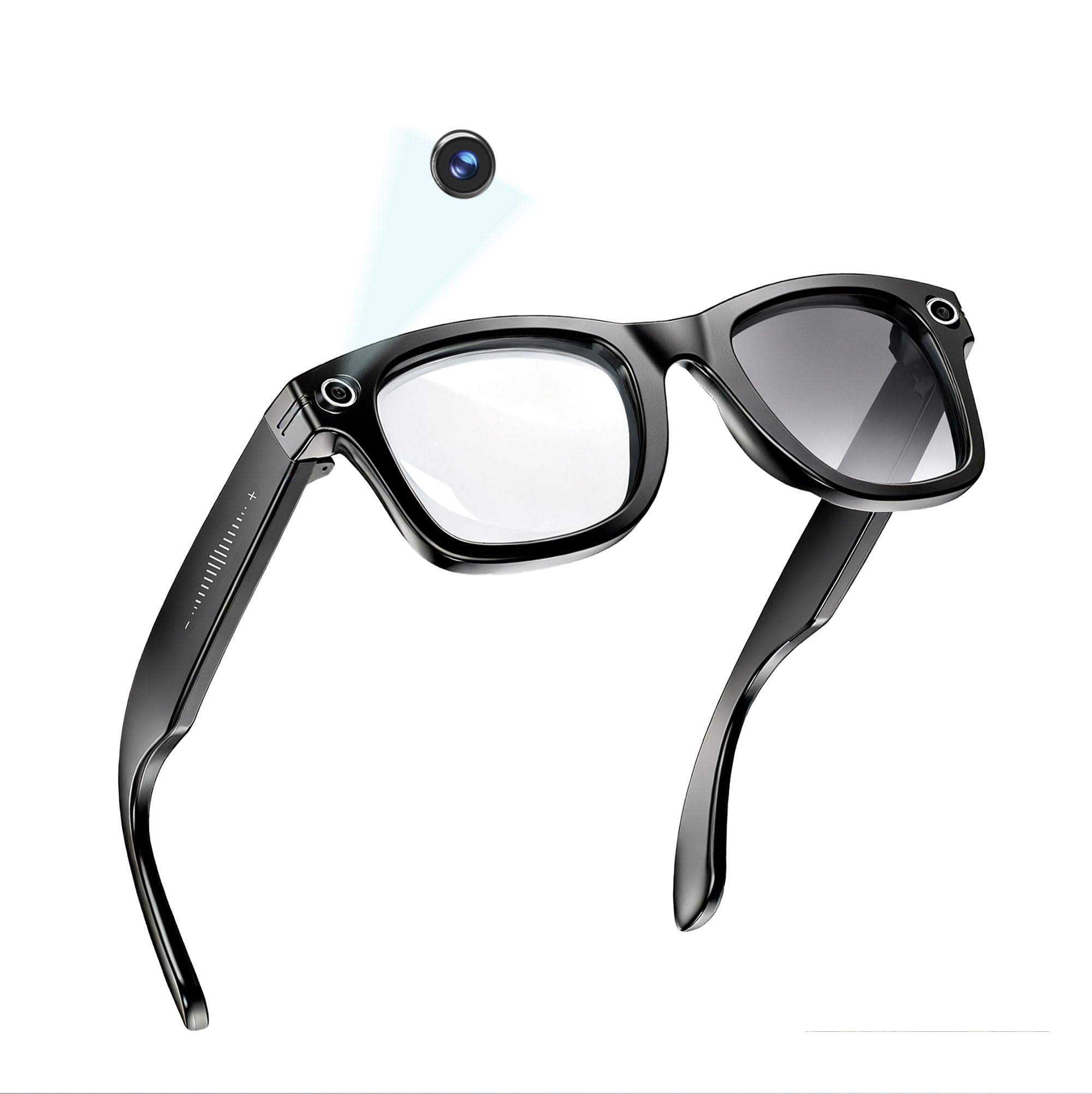 Photo 1 of MNVOEQ AI Smart Glasses with Camera, 1080P HD POV First-Person View Video Recording and Translator, AI Object Recognition, Bluetooth Audio, 290mAh Battery, Photochromic Lenses for Sports, Travel, Work