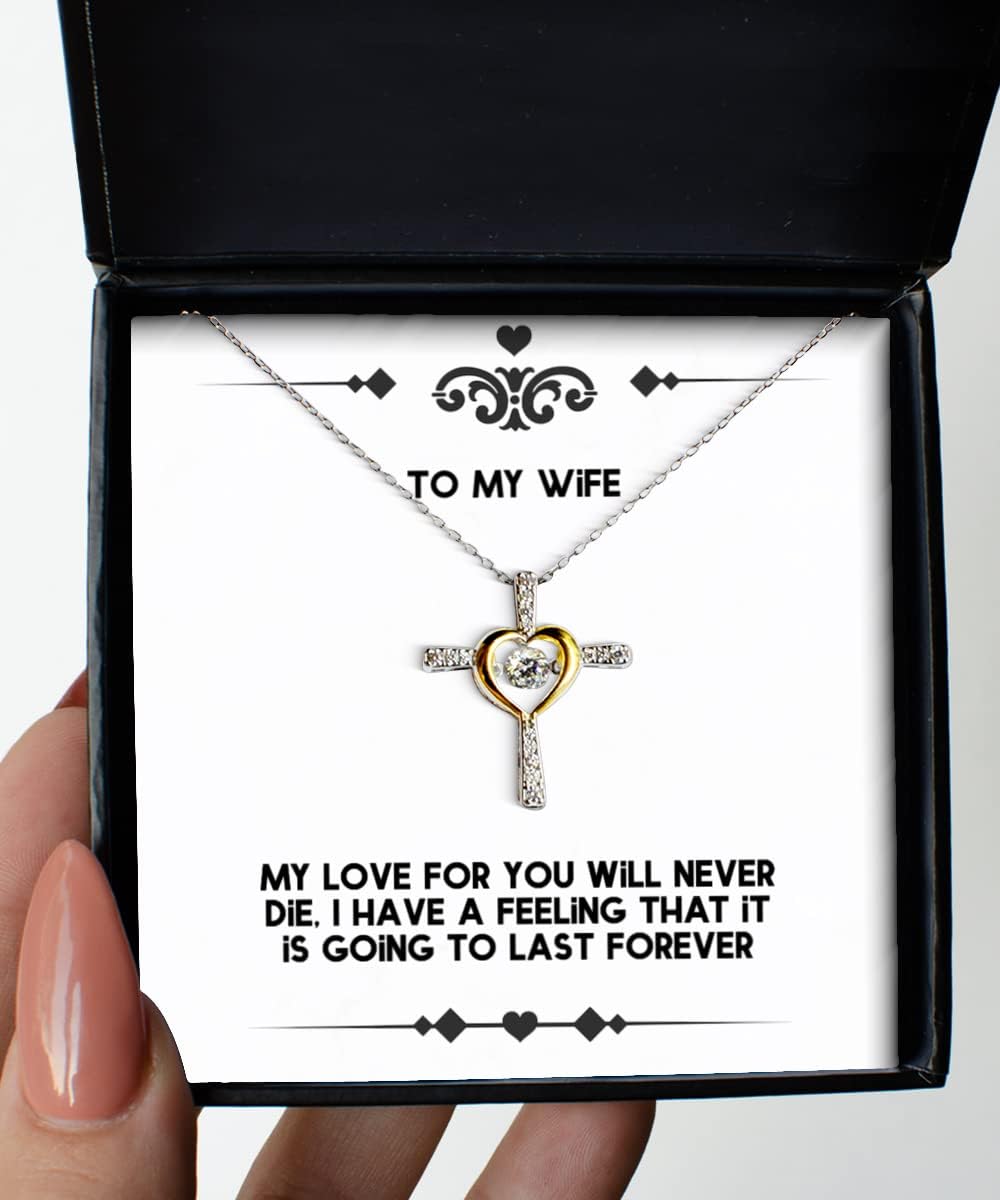 Inappropriate Wife Gifts, My Love for You Will Never die, I Have a Feeling, Inspire Valentine's Day Cross Dancing Necklace Gifts for Wife