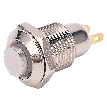 Metal Push Button, Stainless Steel High Round Head Push Button Anti Corrosion Waterproof Latching Push Button Rust Proof for Access Control for Equipment Start'